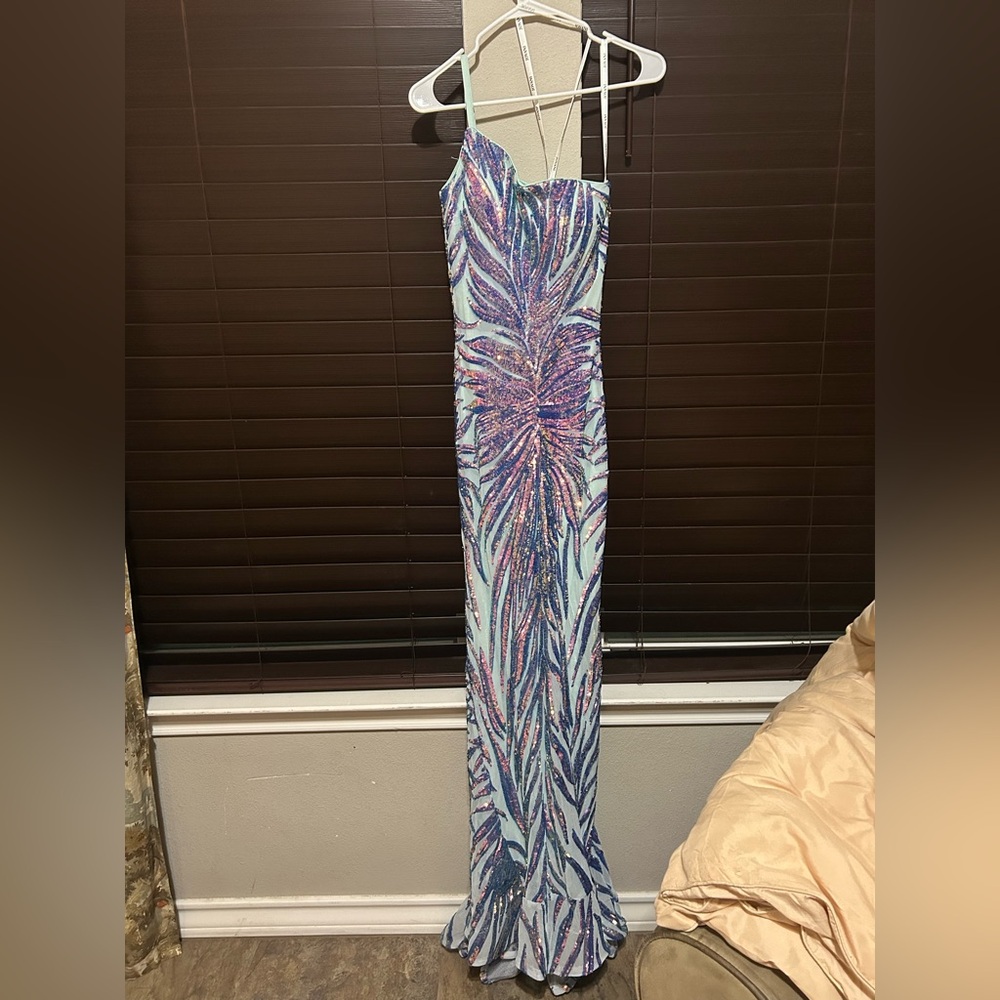 Jovani Blue and purple Sequin Dress